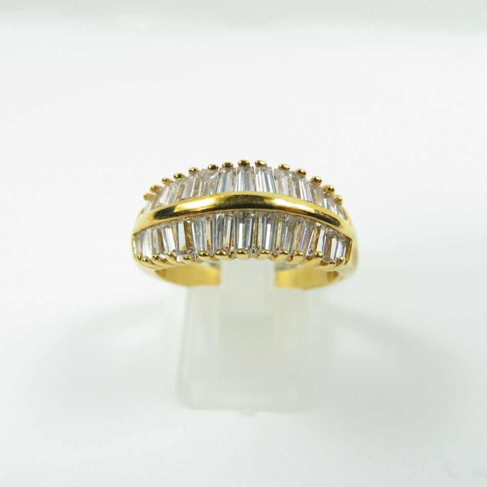 Gold baguette CZ diamond Ring